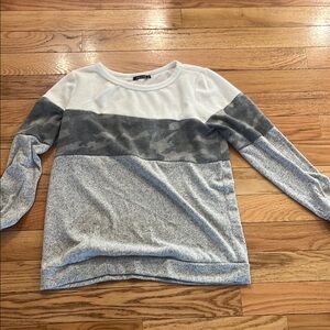 Gray and White Colorblock Sweater